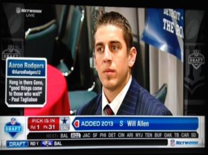 Aaron Rodgers waiting to be drafted in 2005