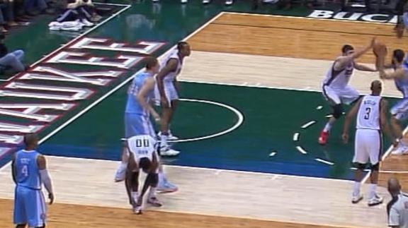 Bucks' guard O.J. Mayo stops while